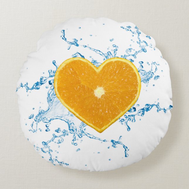 Slice of Heart-Shaped Orange Round Cushion (Front)