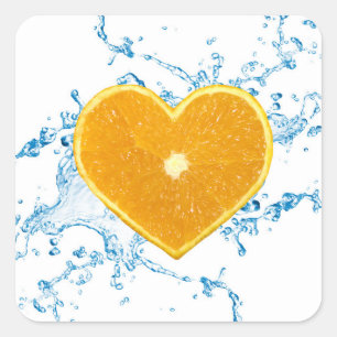 Slice of Heart-Shaped Orange Square Sticker