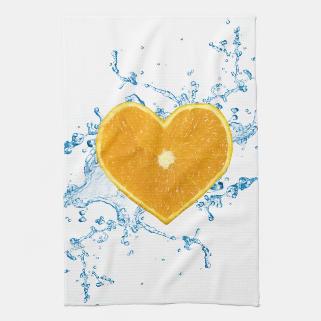 Slice of Heart-Shaped Orange Tea Towel (Vertical)