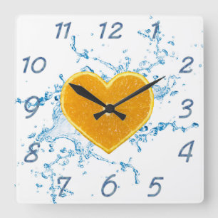 Slice of Heart Shaped Orange - Wall Clock