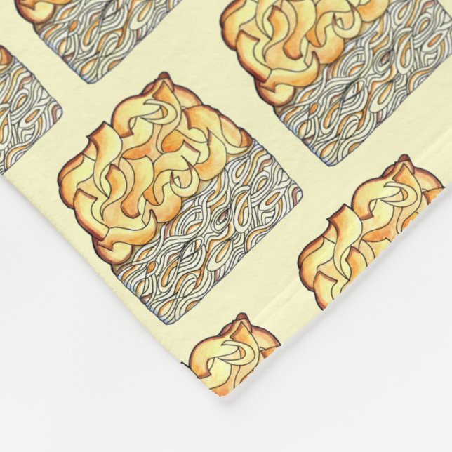 Slice of Kugel Jewish Egg Noodle Casserole Fleece Blanket (Corner)