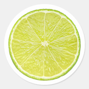 Slice of lime with mint leaf classic round sticker