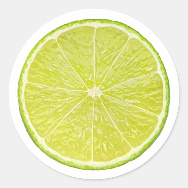 Slice of lime with mint leaf classic round sticker (Front)