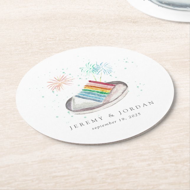 Slice of Love Personalised Couples Round Paper Coaster (Angled)