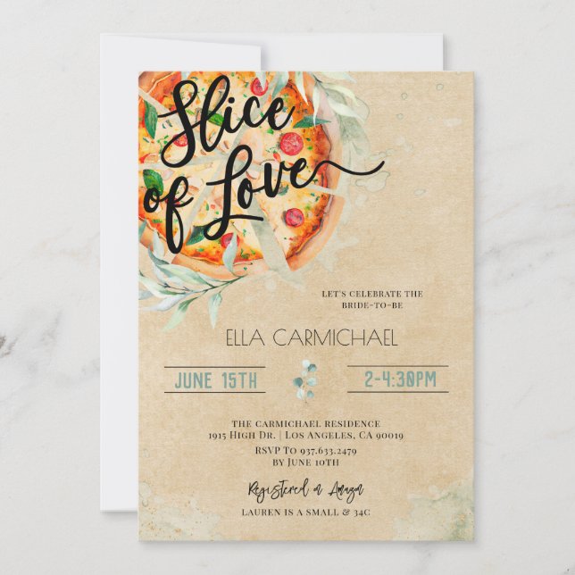 Slice of Love Pizza Bridal Shower Invitation (Front)