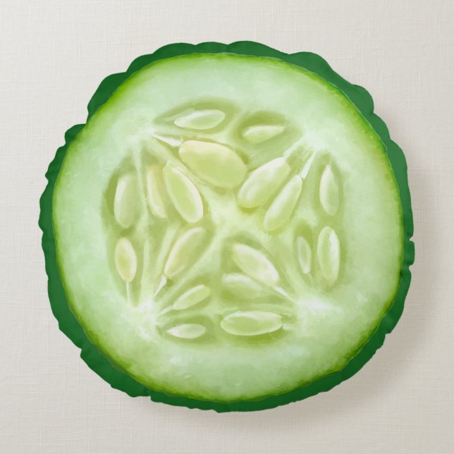Slice Of Pickle Cucumber Round Cushion (Front)
