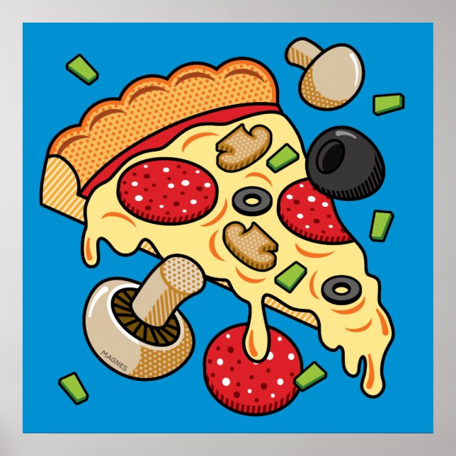 Slice of Pizza with Toppings Poster (Front)