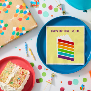Slice of Rainbow Cake Custom Party Napkin