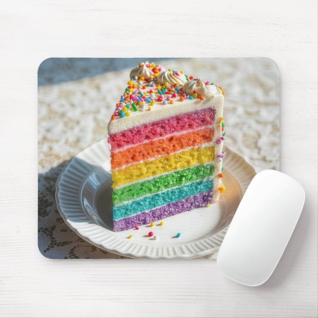 Slice of Rainbow Cake Mouse Mat (With Mouse)