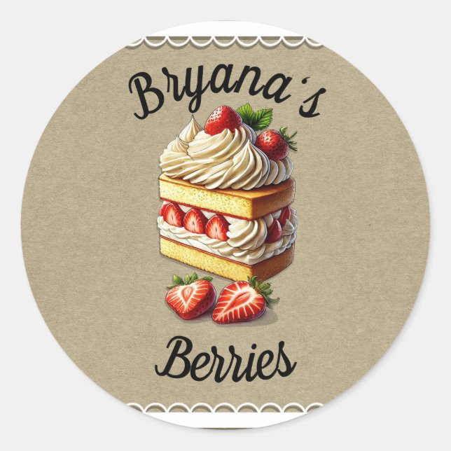 Slice of Strawberry Shortcake Strawberries  Classic Round Sticker (Front)