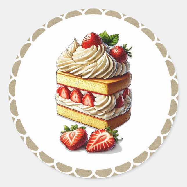 Slice of Strawberry Shortcake Strawberries  Classic Round Sticker (Front)