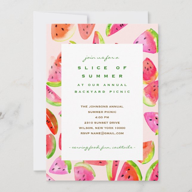 Slice of Summer Watermelon Party Invitation (Front)