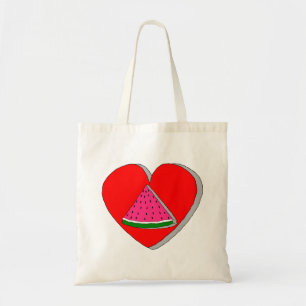 Slice Of Watermelon And Red Heart Drawing Tote Bag