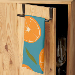 Slice Oranges Pattern Background Tea Towel