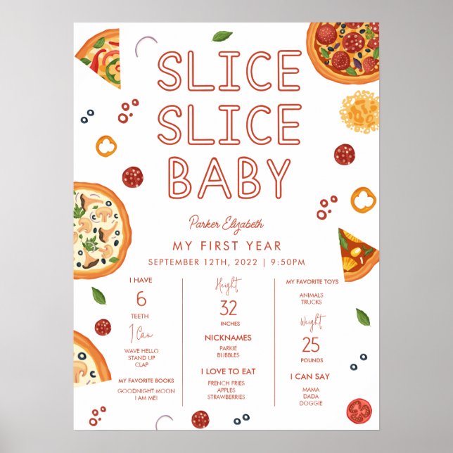 Slice Slice Baby First Birthday Milestone Poster (Front)