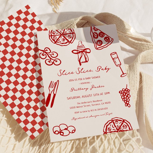 Slice Slice Baby  Italian Pizza Themed Baby Shower Invitation (Creator Uploaded)