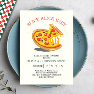 Slice Slice Baby Modern Italian Pizza Baby Shower  Invitation