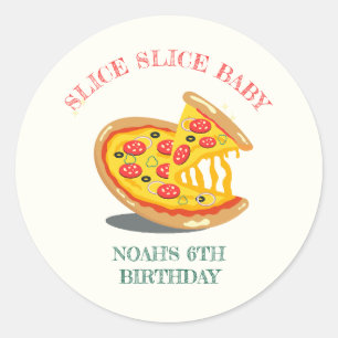 Slice Slice Baby Modern Pizza Birthday party Classic Round Sticker