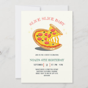 slice slice baby modern pizza birthday party invitation