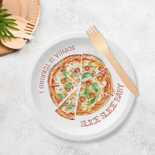 Slice Slice Baby Modern Pizza Birthday Party Paper Paper Plate