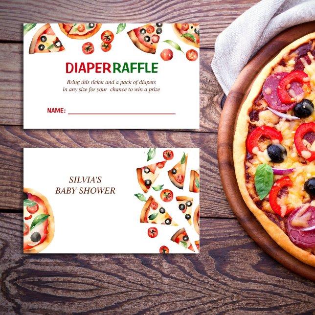 Slice slice baby pizza baby shower diaper raffle enclosure card (Slice slice baby pizza baby shower diaper raffle enclosure card Italian baby shower raffle card)