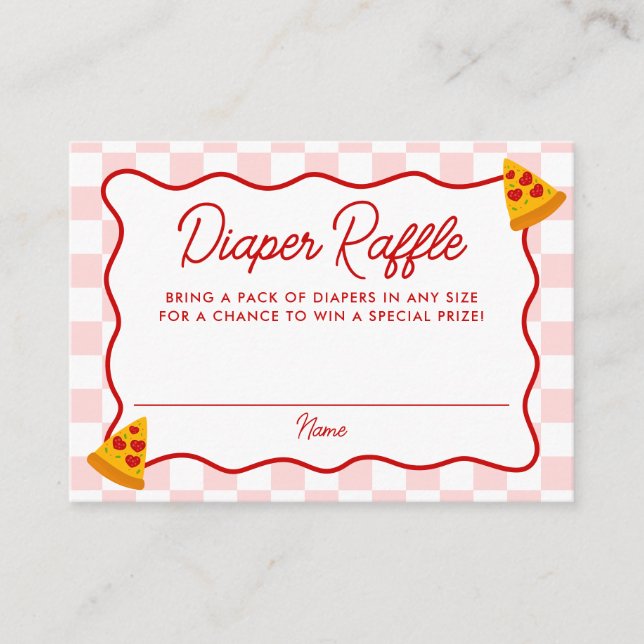 Slice Slice Baby Pizza Baby Shower Diaper Raffle Enclosure Card (Front)
