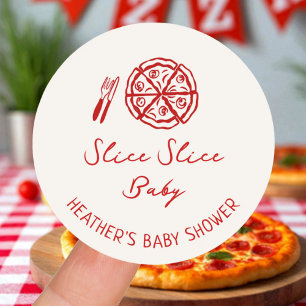 Slice Slice Baby Pizza Baby Shower Favor Classic Round Sticker