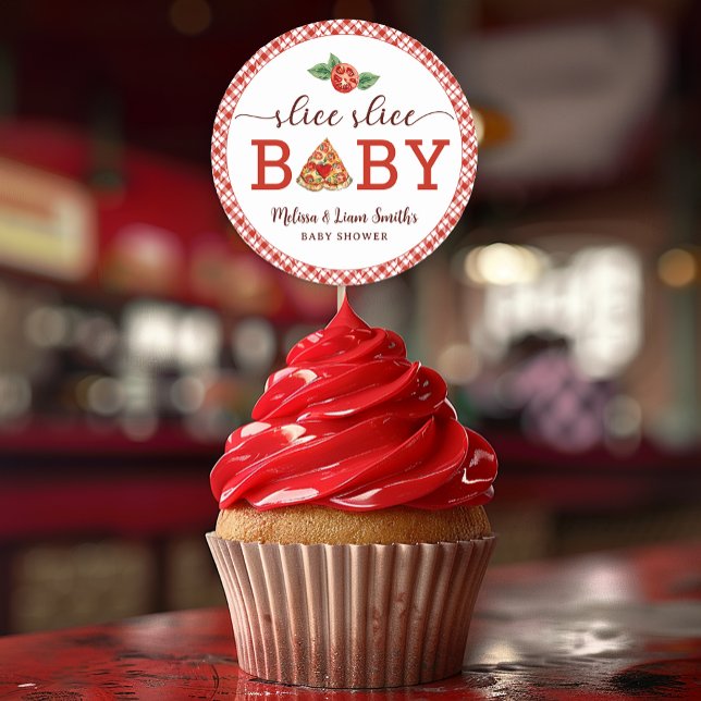 Slice Slice Baby Pizza Baby Shower Favour Sticker  (Slice Slice Baby Sticker Favor)