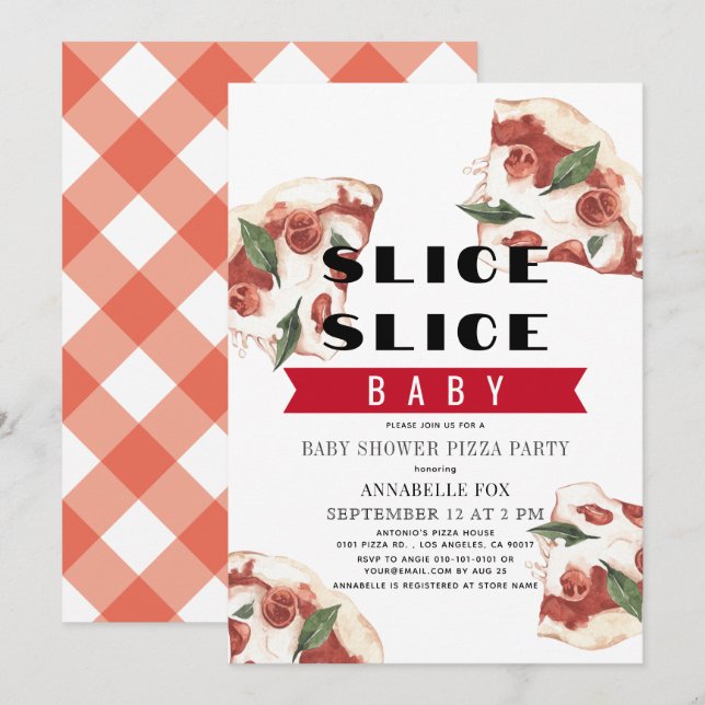 Slice Slice Baby Pizza Baby Shower Invitation (Front/Back)