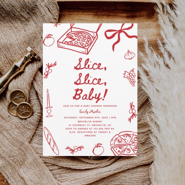 Slice Slice Baby Pizza Baby Shower  Invitation (Creator Uploaded)
