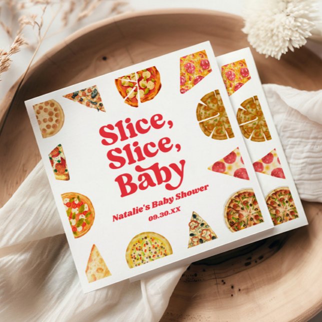 Slice, Slice, Baby! Pizza Baby Shower Napkin (Creator Uploaded)