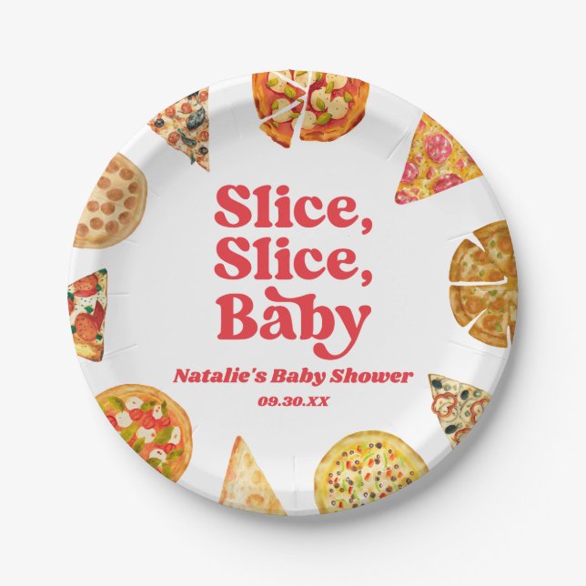 Slice, Slice, Baby! Pizza Baby Shower Paper Plate (Front)