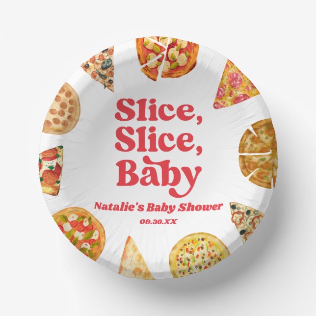 Slice, Slice, Baby! Pizza Baby Shower Paper Plate (Front)