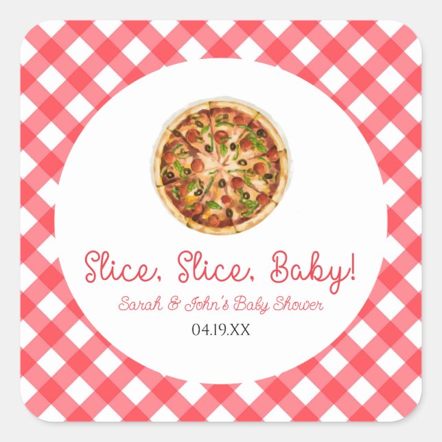 Slice, Slice, Baby! Pizza Baby Shower Square Sticker (Front)