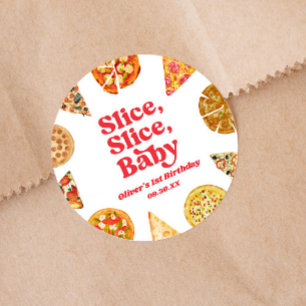 Slice, Slice, Baby! Pizza Birthday Party Classic Round Sticker