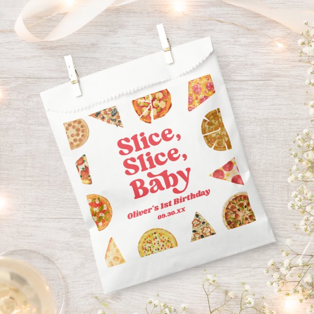 Slice, Slice, Baby! Pizza Birthday Party Favour Bags (Clipped)