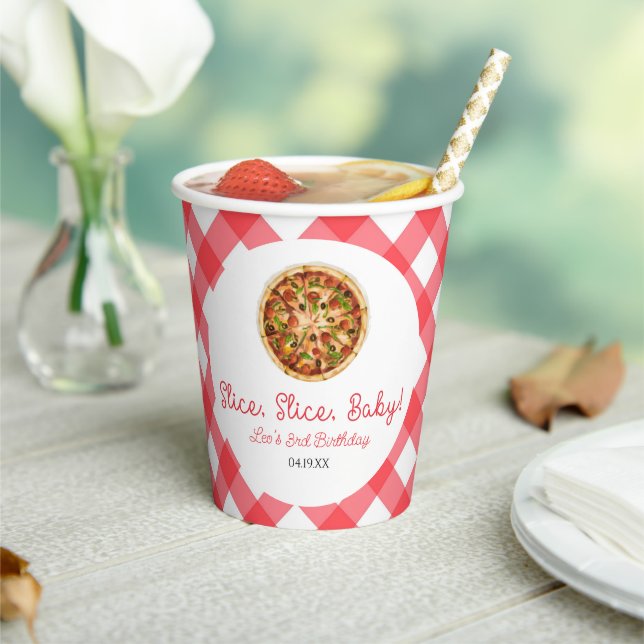 Slice, Slice, Baby! Pizza Birthday Party Paper Cups (Insitu)