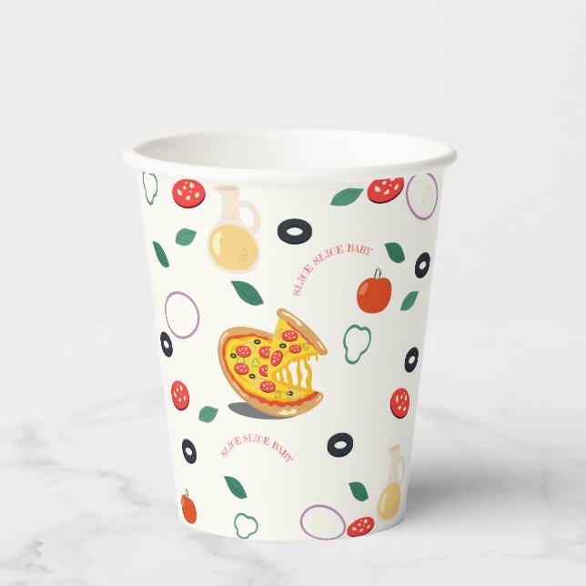 Slice Slice Baby Pizza Birthday Party Paper Cups (Front)