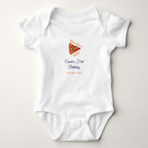 Slice Slice baby pizza brown blue 1st birthday Bodysuit