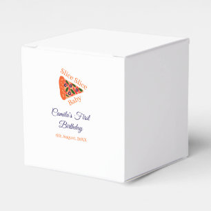Slice Slice baby pizza brown blue 1st birthday Favour Box