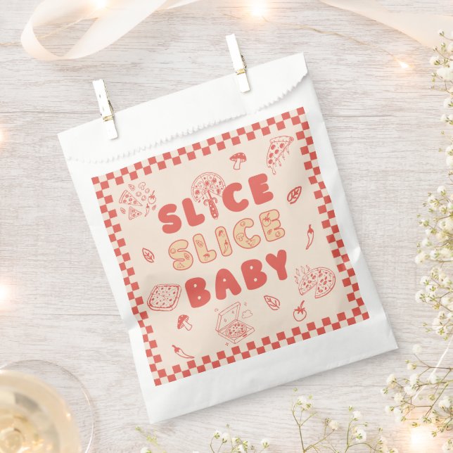 Slice Slice Baby Pizza Hand Drawn Baby Shower Favour Bags (Clipped)