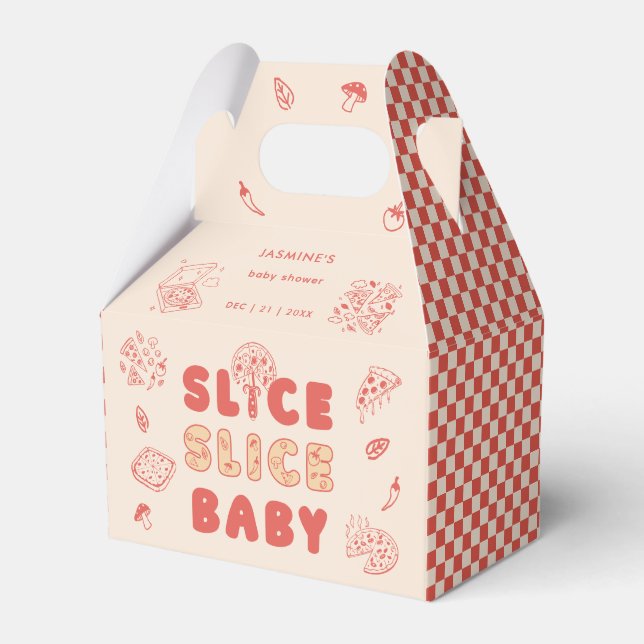 Slice Slice Baby Pizza Hand Drawn Baby Shower Favour Box (Front Side)