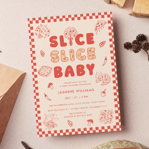 Slice Slice Baby Pizza Hand Drawn Baby Shower Invitation