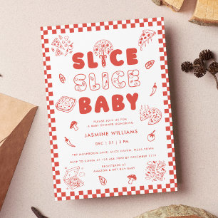 Slice Slice Baby Pizza Hand Drawn Baby Shower Invitation