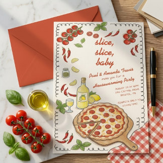 Slice Slice Baby Pizza Housewarming Party Invitation
