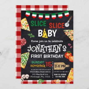 Slice Slice Baby Pizza Party 1st Birthday Invitation