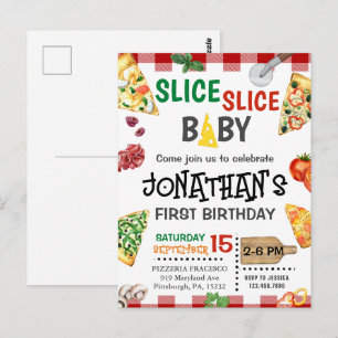 Slice Slice Baby Pizza Party 1st Birthday Postcard