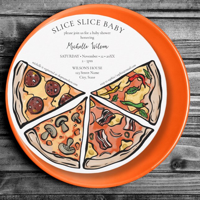 Slice Slice Baby Rustic Pizza Gender Neutral Invitation (Creator Uploaded)