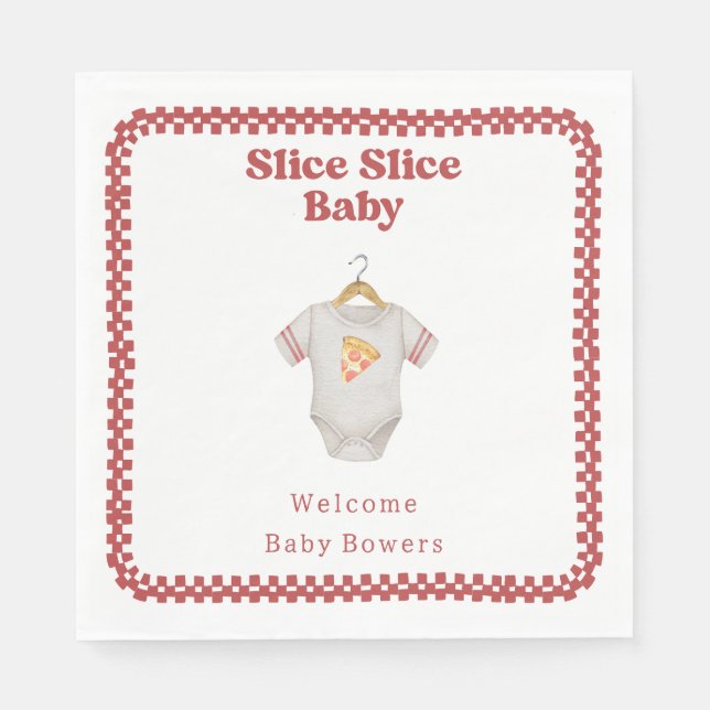 Slice Slice Baby Shower Pizza Neutral Bodysuit Napkin (Front)