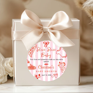 Slice Slice Baby Shower Thank you  Classic Round Sticker